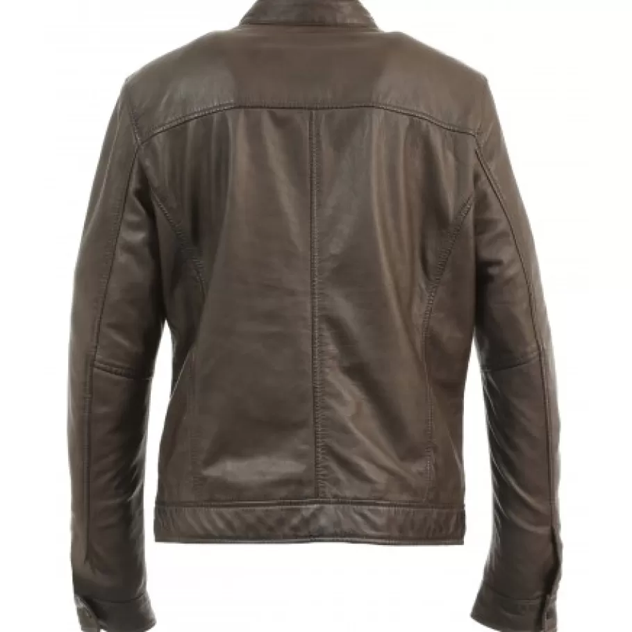 OAKWOOD Agent Marron - Blouson Cuir Veritable Flash Sale