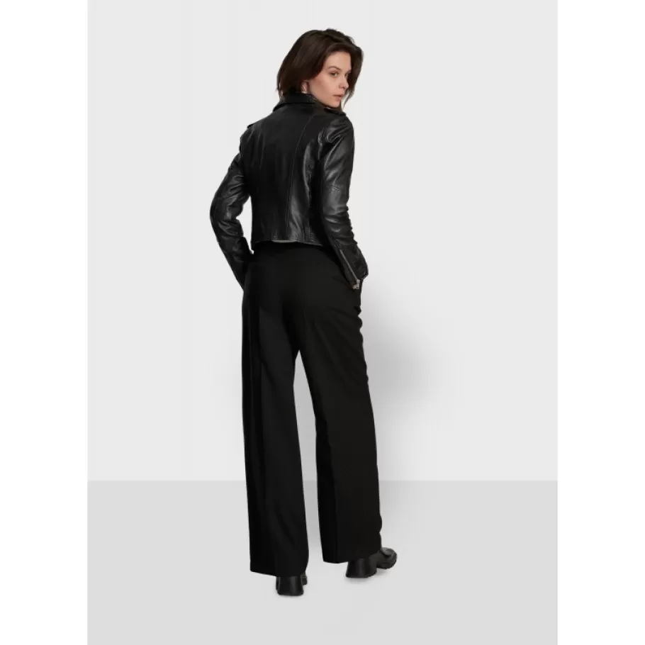 OAKWOOD Alizee Noir - Blouson Asymetrique Court En Cuir Veritable Effet Lave Cheap