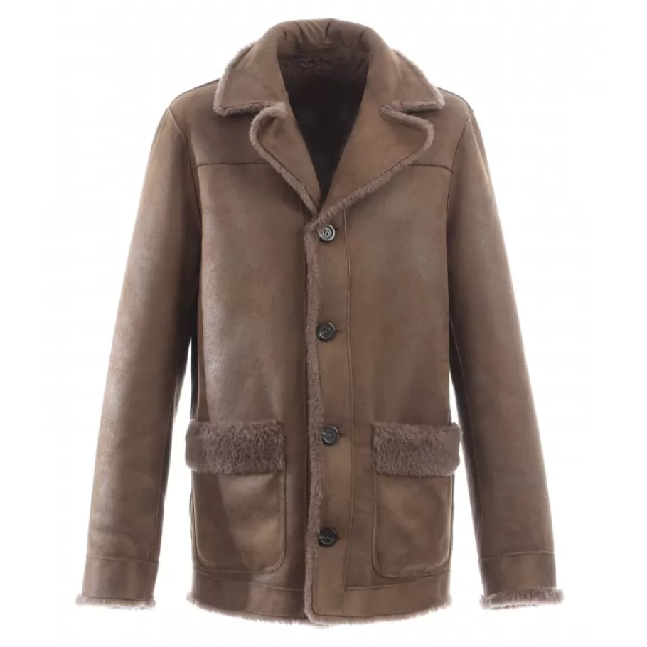 OAKWOOD Belmont Marron - Veste Reversible Effet Peau Lainee Clearance