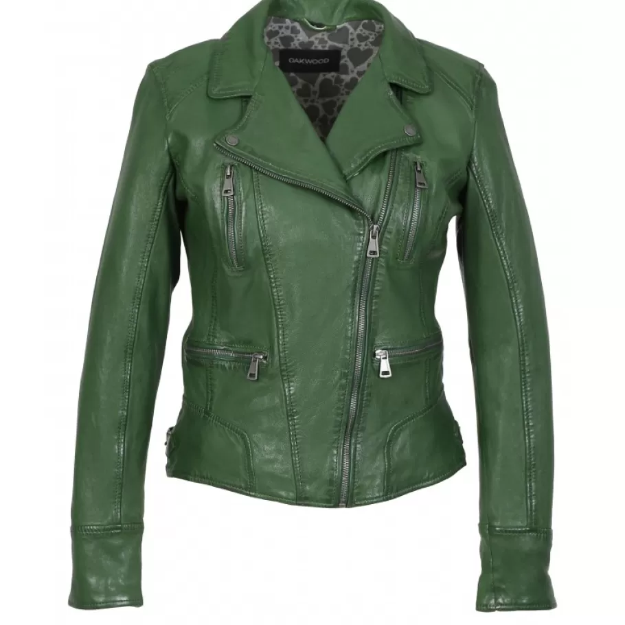 OAKWOOD Camera Vert - Blouson En Cuir Veritable Best