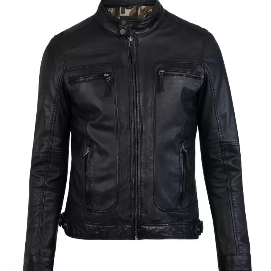 OAKWOOD Casey Noir - Blouson En Cuir Veritable Discount