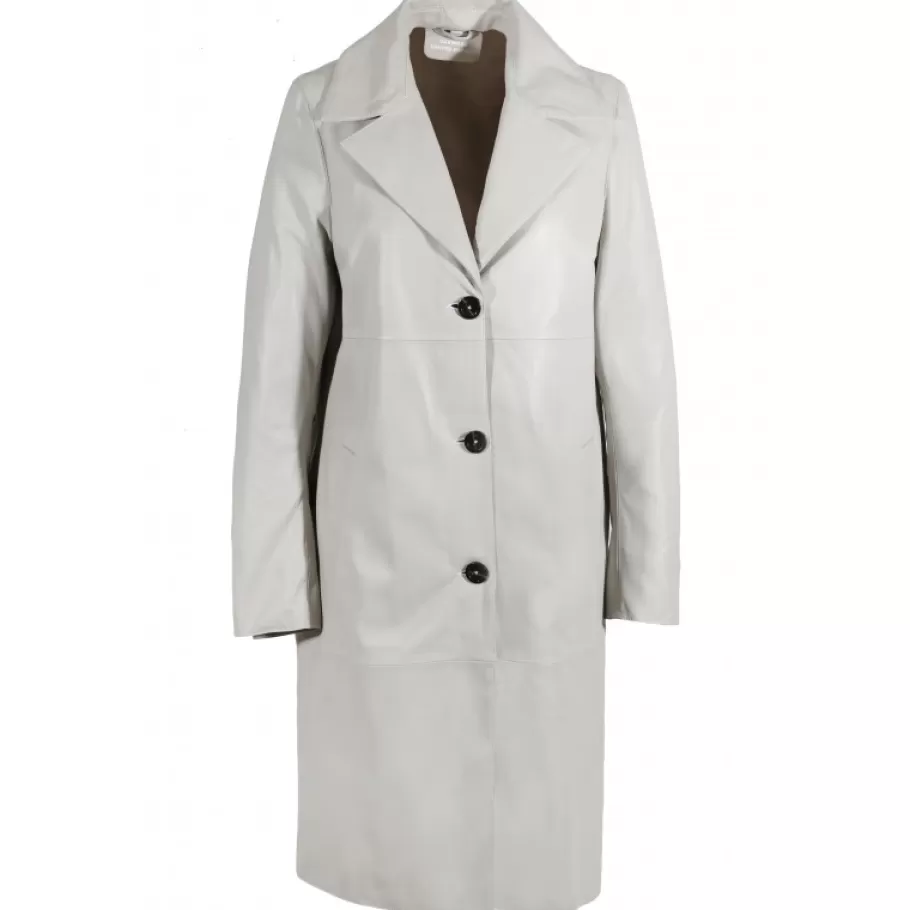 OAKWOOD Charlotte Beton - Manteau Long En Cuir Veritable Best Sale