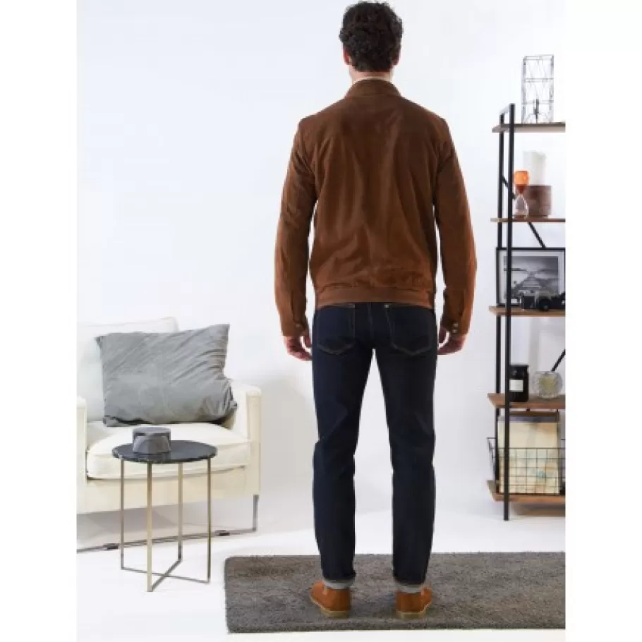 chicago_cognac__blouson_elegant_en_cuir_veritable_col_mao_a_pressions_et_ceinture_teddy_3.webp OAKWOOD Chicago Cognac - Blouson Elegant En Cuir Veritable Col Mao A Pressions Et Ceinture Teddy Clearance