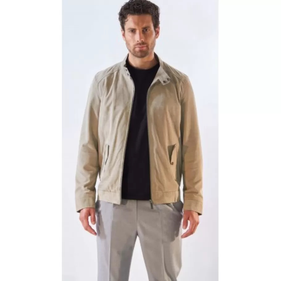 OAKWOOD Chicago Yemen - Blouson Elegant En Cuir Veritable Col Mao A Pressions Et Ceinture Teddy Hot