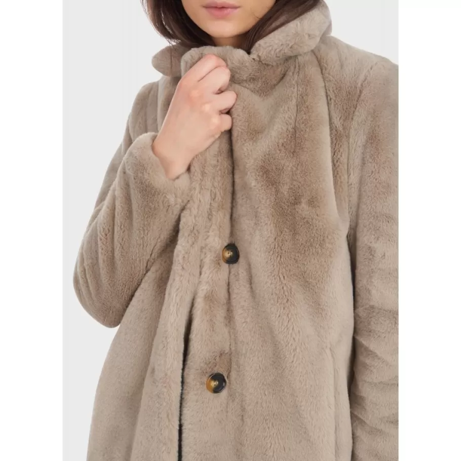 OAKWOOD Cyber Beige Fonce - Manteau Long En Fausse Fourrure Cheap