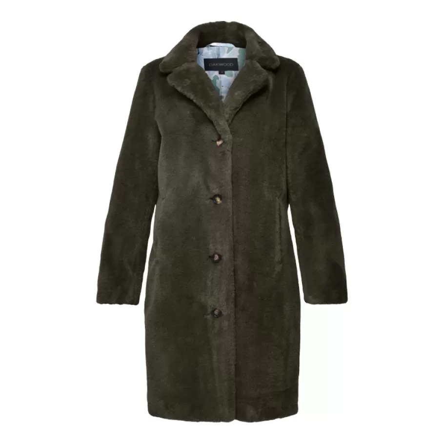 OAKWOOD Cyber Kaki - Manteau Long En Fourrure Synthetique A Col Revers Clearance