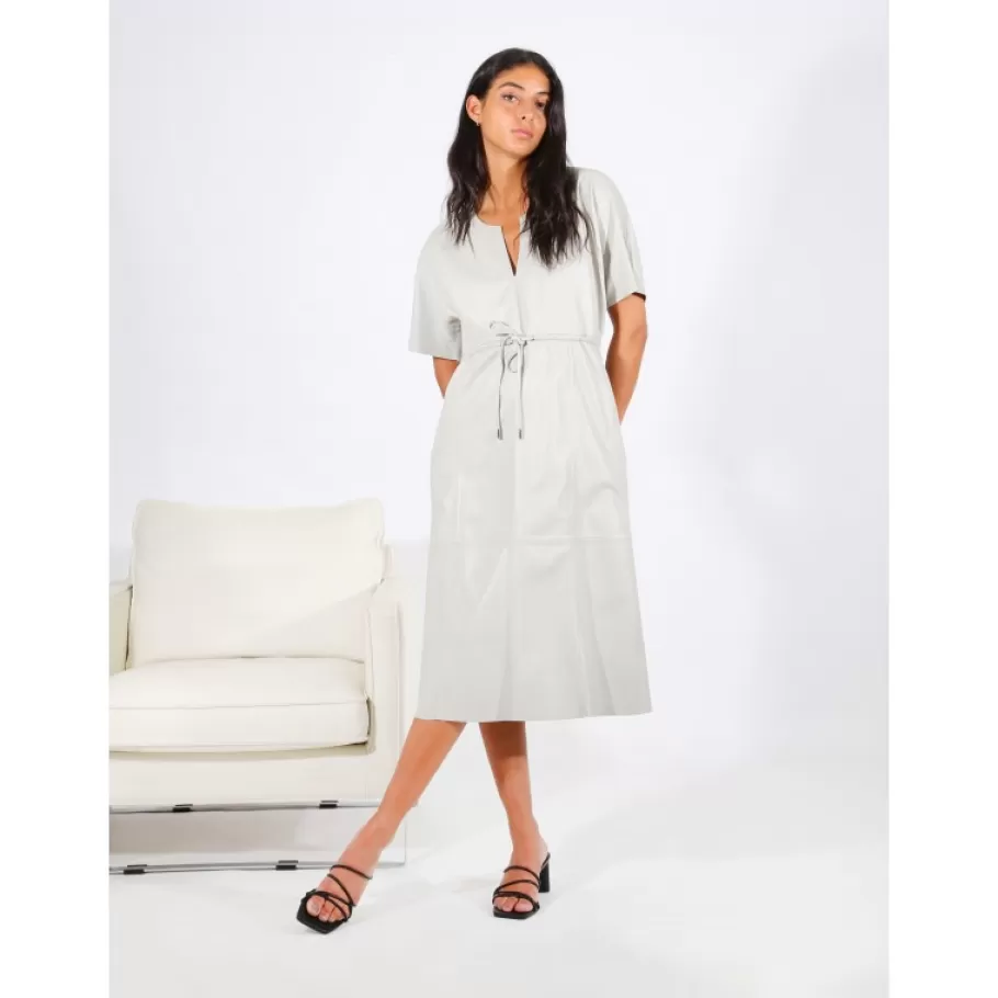 OAKWOOD Dance Beton - Robe Fourreau En Cuir Veritable Online