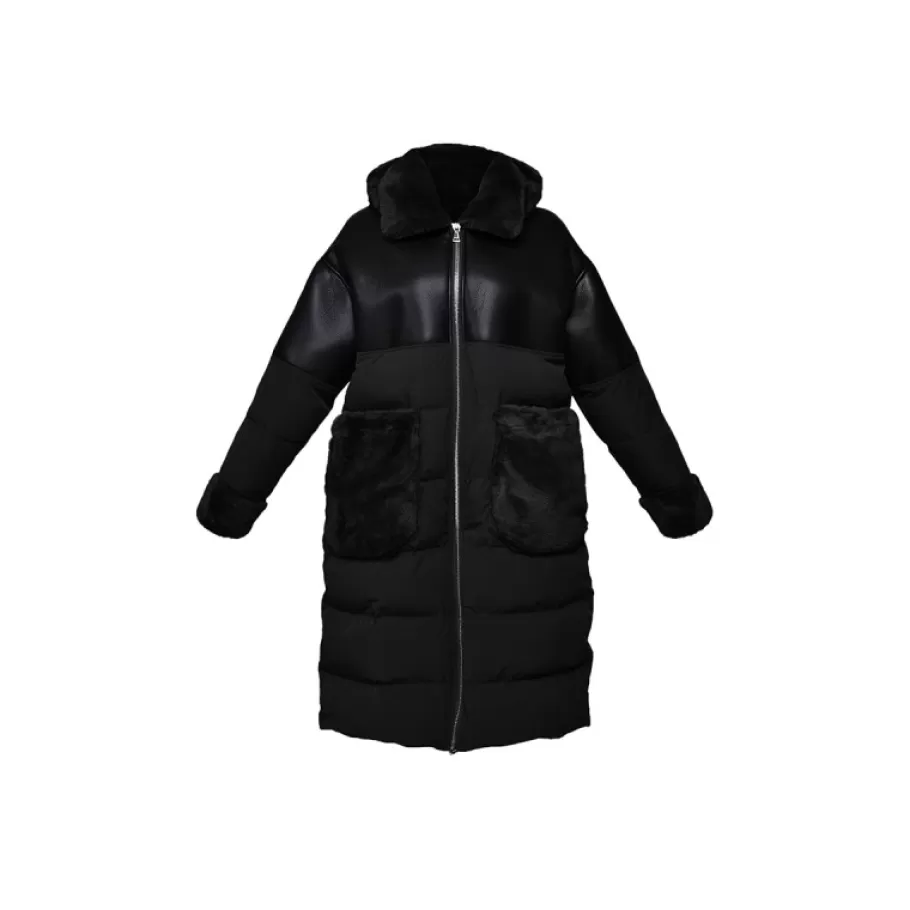 OAKWOOD Ella Noir - Manteau Long En Fausse Fourrure / Nylon Sale