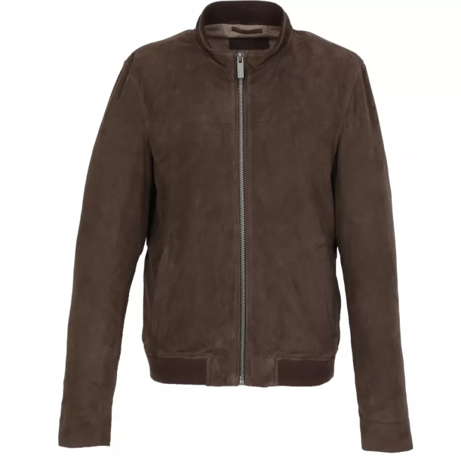 OAKWOOD Filip Marron - Blouson Epure En Cuir Veritable De Chevre Velours Outlet
