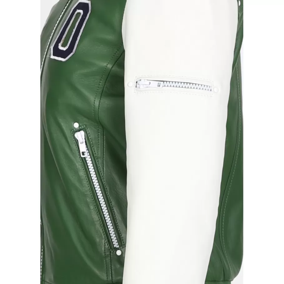 OAKWOOD Flirt Bi Emeraude- Blouson Teddy Bi-Color En Cuir Veritable Best