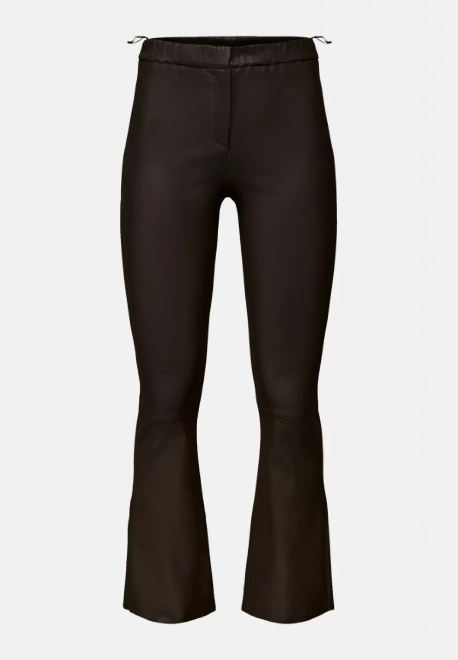 OAKWOOD Freya Marron Fonce - Pantalon Stretch Cuir Veritable Best Sale