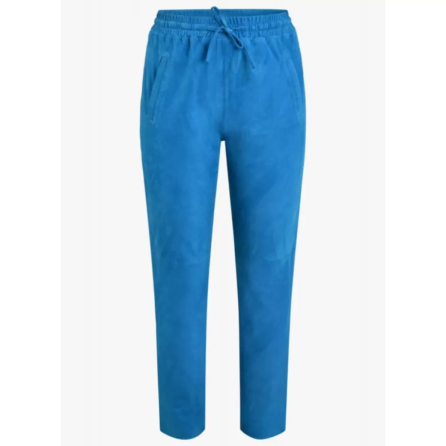 OAKWOOD Gift Blue- Pantalon Jogpant Cuir Veritable Chevre Velours Clearance