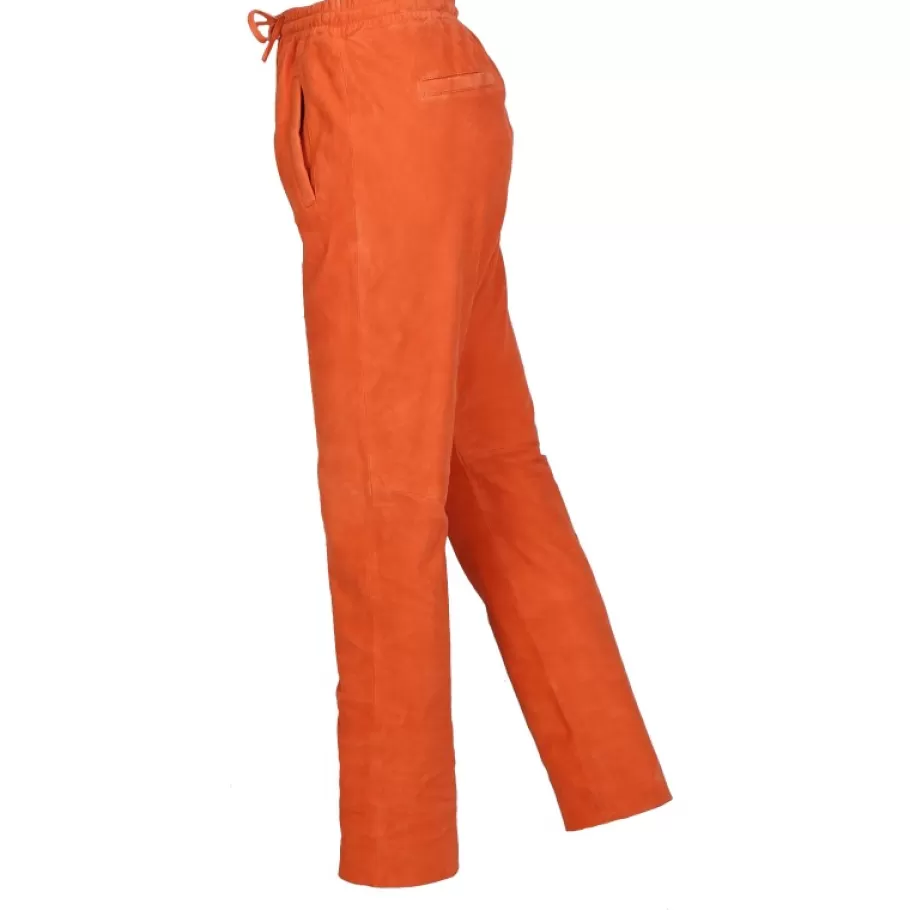 OAKWOOD Gift Corail - Pantalon Jogpant Cuir Veritable Chevre Velours Clearance