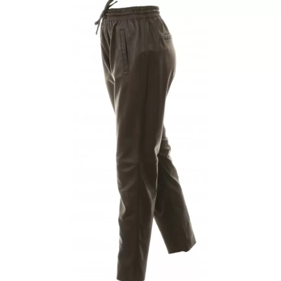 OAKWOOD Gift Marron Fonce - Pantalon Jogpant Cuir Veritable Best Sale