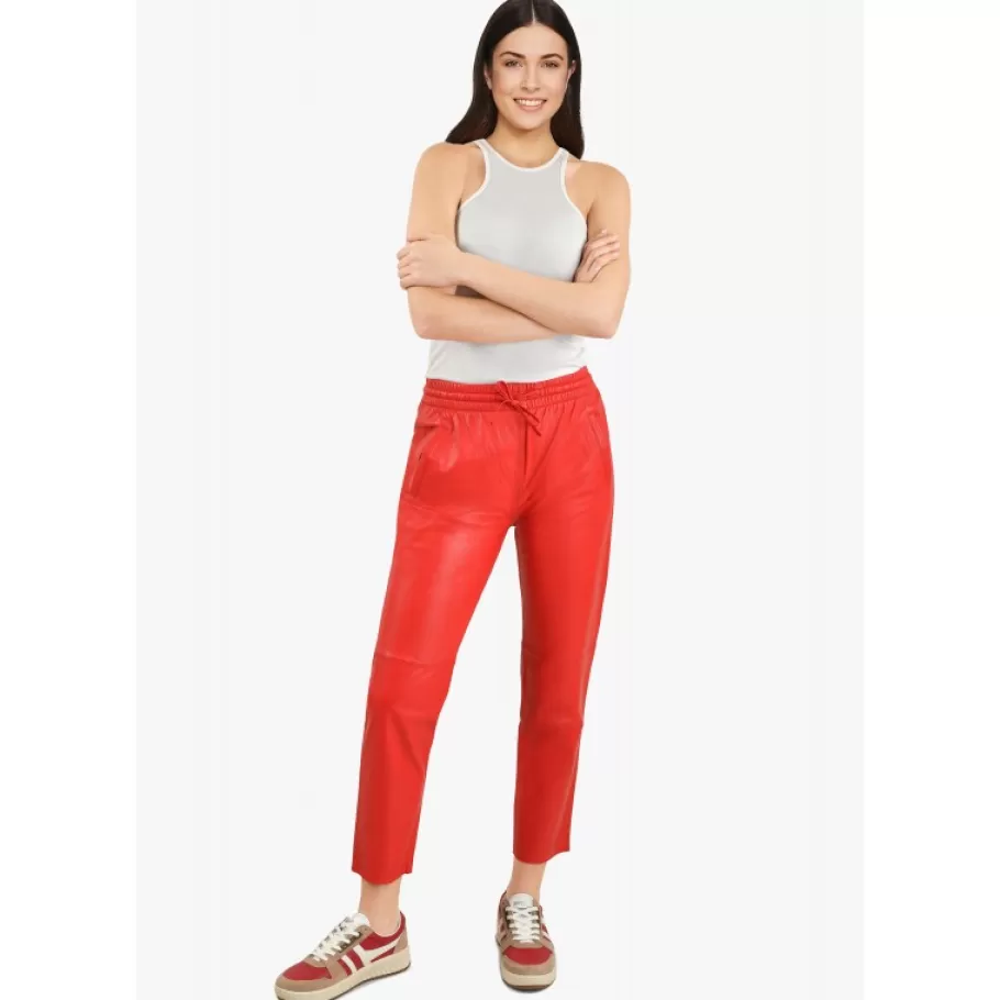 OAKWOOD Gift Rouge Fonce - Pantalon Jogpant Cuir Veritable Cheap