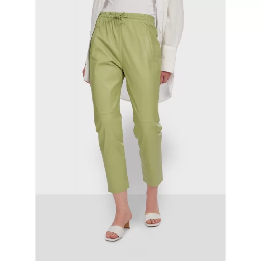 OAKWOOD Gift Vert Clair - Pantalon Jogpant Cuir Veritable Hot