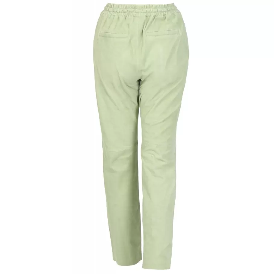 OAKWOOD Gift Vert Clair - Pantalon Jogpant Cuir Veritable Chevre Velours Store