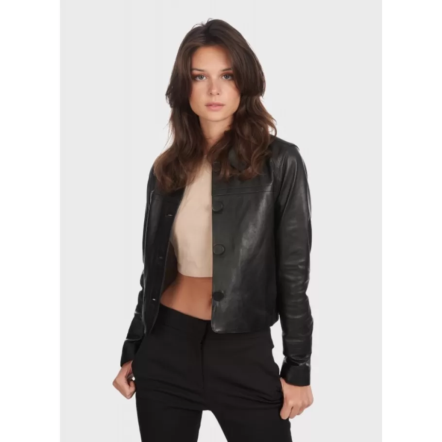 OAKWOOD Grace Noir - Veste Courte En Cuir Veritable Sale