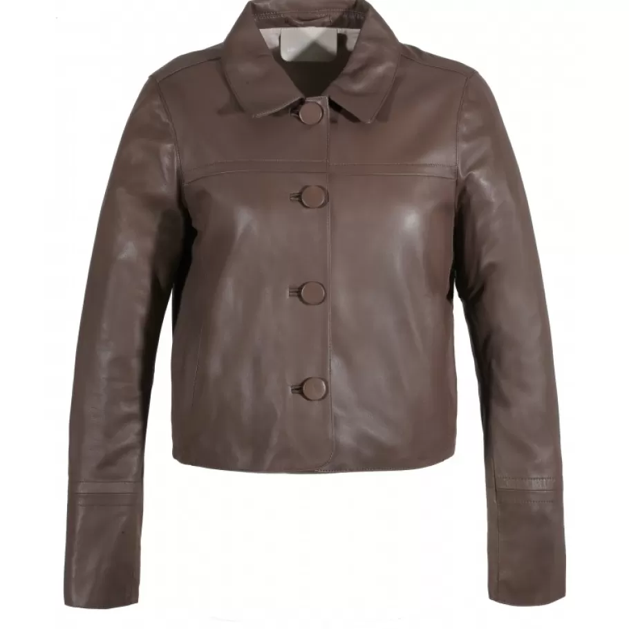 OAKWOOD Grace Smoke - Veste Courte En Cuir Veritable Best