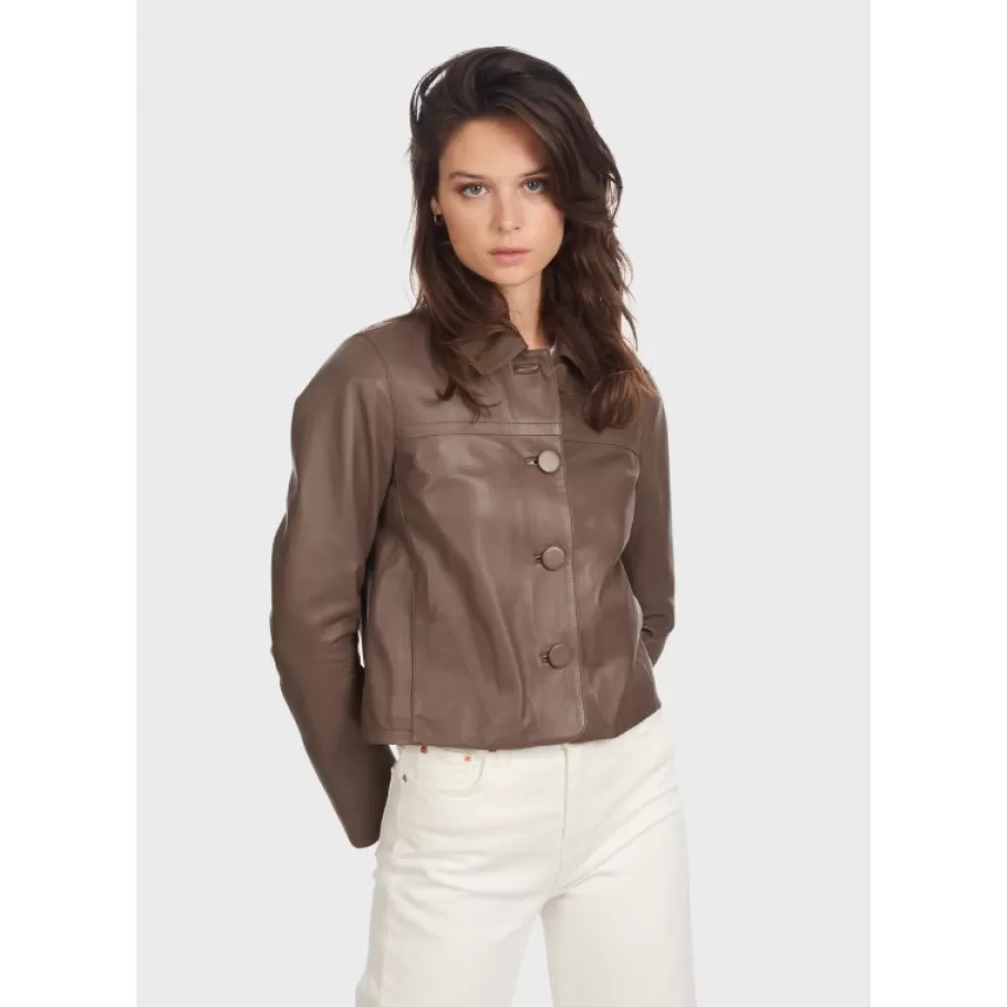 OAKWOOD Grace Smoke - Veste Courte En Cuir Veritable Best