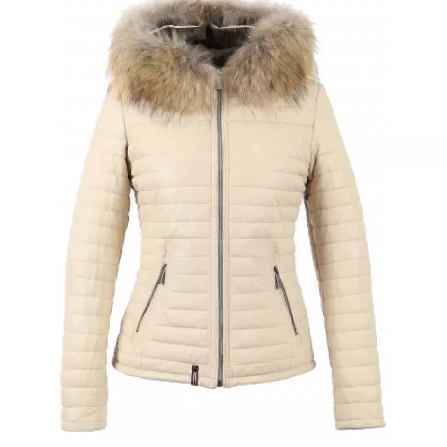 OAKWOOD Happy Coquille - Doudoune En Cuir Veritable A Capuche & Fourrure Cheap