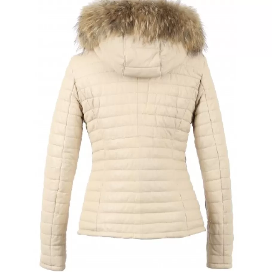 OAKWOOD Happy Coquille - Doudoune En Cuir Veritable A Capuche & Fourrure Cheap