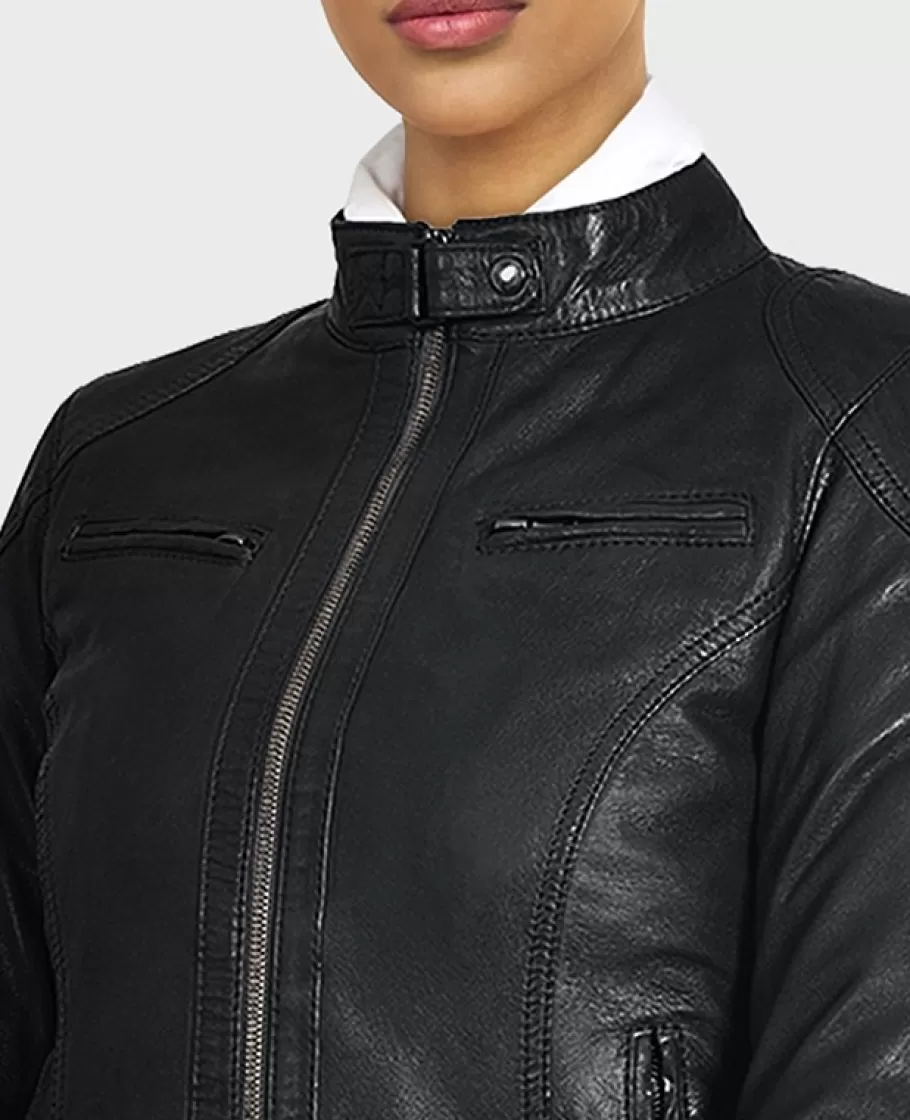 OAKWOOD Lina Noir - Veste Courte En Cuir Veritable Fashion