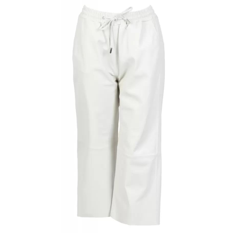 OAKWOOD Loft Blanc - Pantalon Court En Cuir Veritable De Mouton Sale