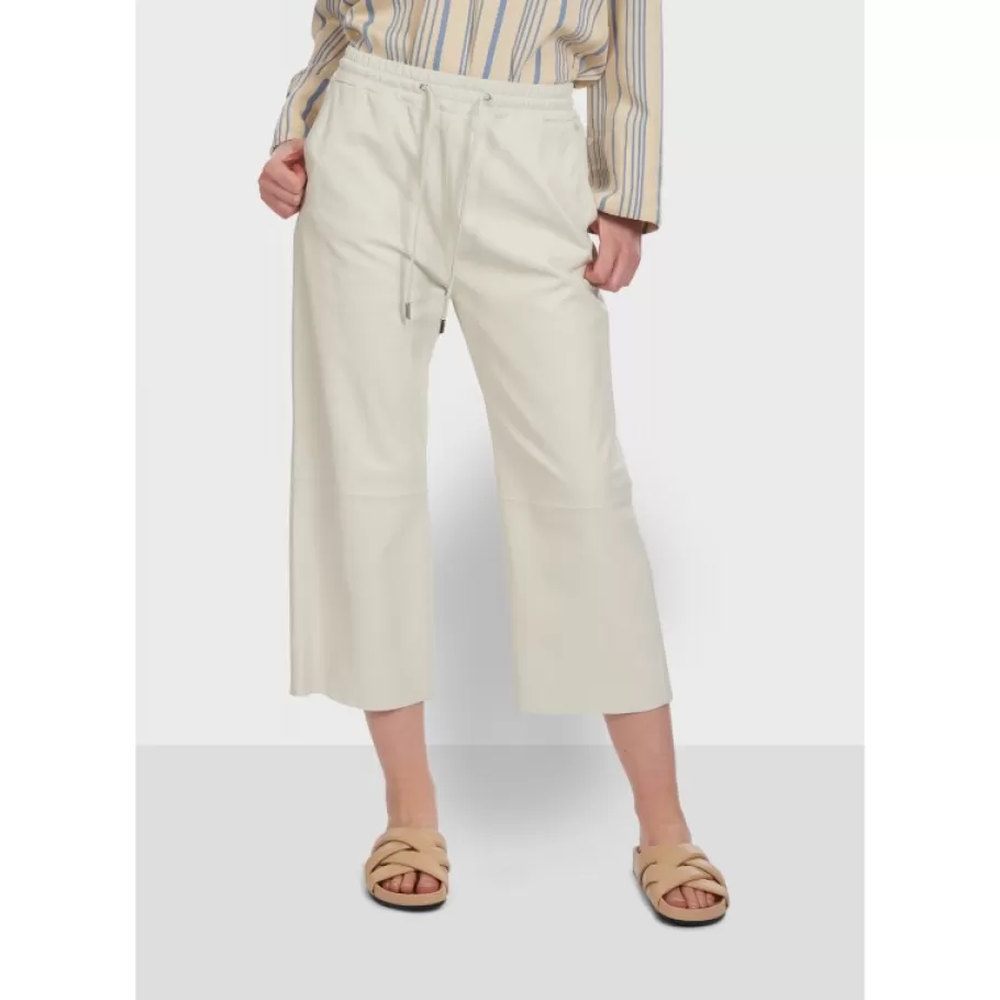 OAKWOOD Loft Blanc - Pantalon Court En Cuir Veritable De Mouton Sale