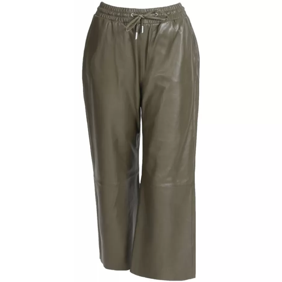 OAKWOOD Loft Kaki - Pantalon Court En Cuir Veritable De Mouton Best