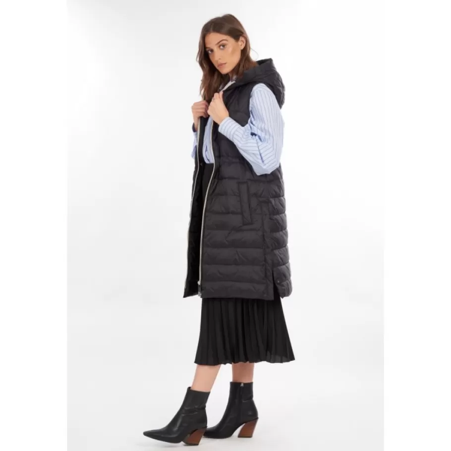 OAKWOOD Maggy Noir-Noir - Longue Doudoune Sans Manche Hot