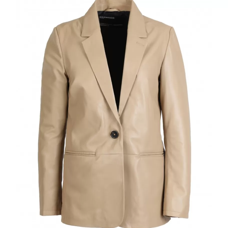 OAKWOOD Meg Beige Fonce - Blazer En Cuir Veritable De Mouton Best Sale