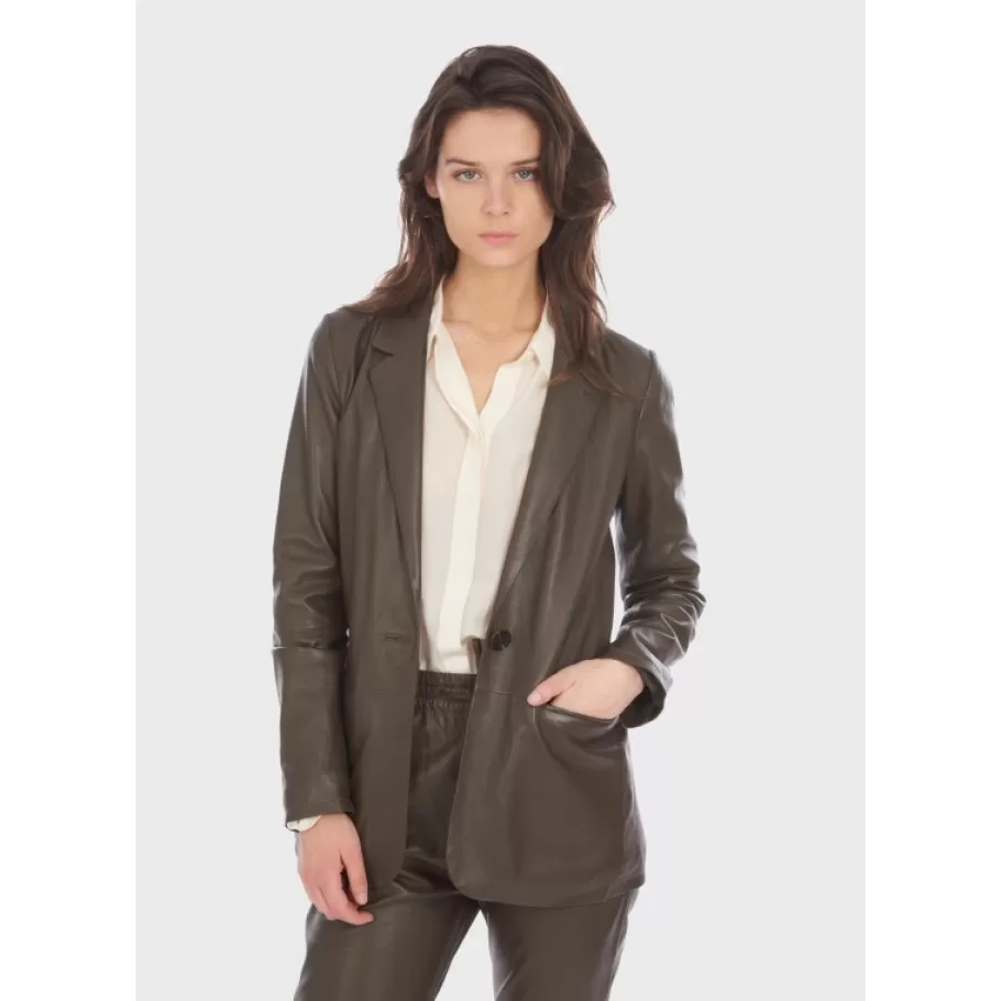 OAKWOOD Meg Marron- Blazer En Cuir Veritable De Mouton Hot