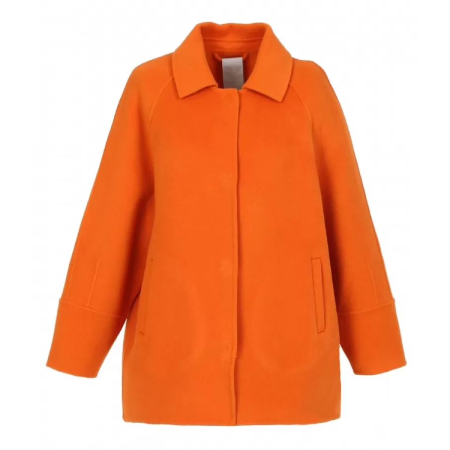 OAKWOOD Melisse Orange - Manteau Court Oversize En Laine Melangee New