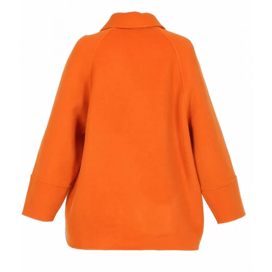 OAKWOOD Melisse Orange - Manteau Court Oversize En Laine Melangee New