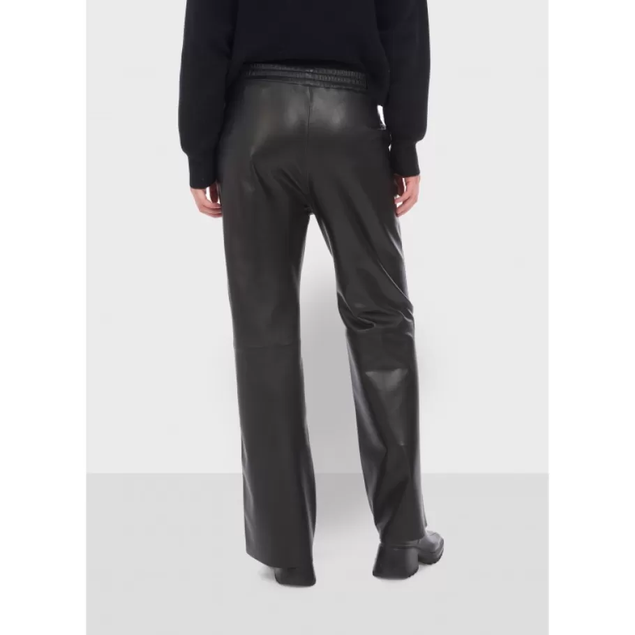 OAKWOOD Mila Noir - Pantalon Large Taille Haute En Cuir Veritable Clearance