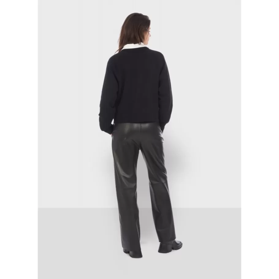 OAKWOOD Mila Noir - Pantalon Large Taille Haute En Cuir Veritable Clearance