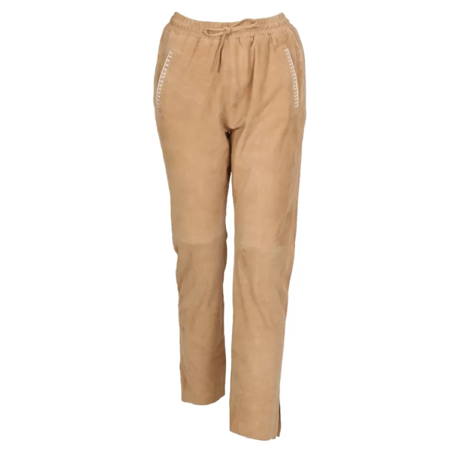 OAKWOOD Mouna Toffee - Pantalon Jogpant Cuir Veritable Chevre Velours Shop