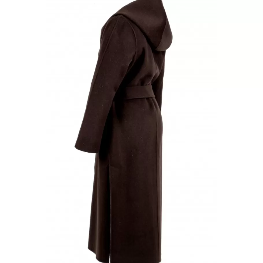 OAKWOOD Positano Bi Marron Fonce/Gris - Manteau Long En Laine A Capuche Online