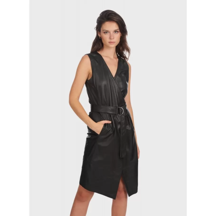 OAKWOOD Rebecca Noir - Robe Portefeuille En Cuir Veritable Cheap