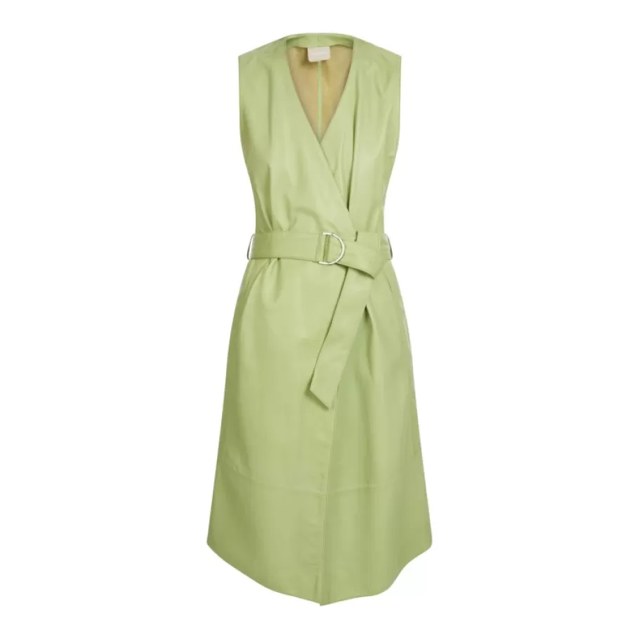 OAKWOOD Rebecca Vert Clair - Robe Portefeuille En Cuir Veritable Flash Sale