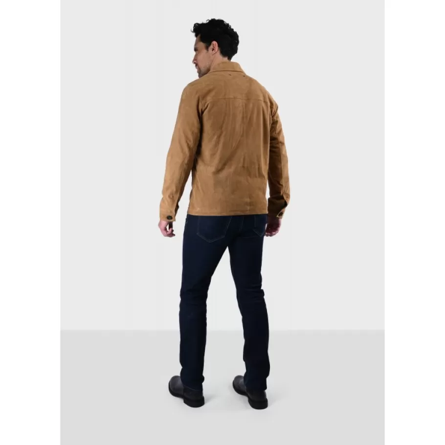 riccardo_tan__veste_col_chemise_en_cuir_veritable_de_chevre_velours_4.webp OAKWOOD Riccardo Tan - Veste Col Chemise En Cuir Veritable De Chevre Velours Fashion