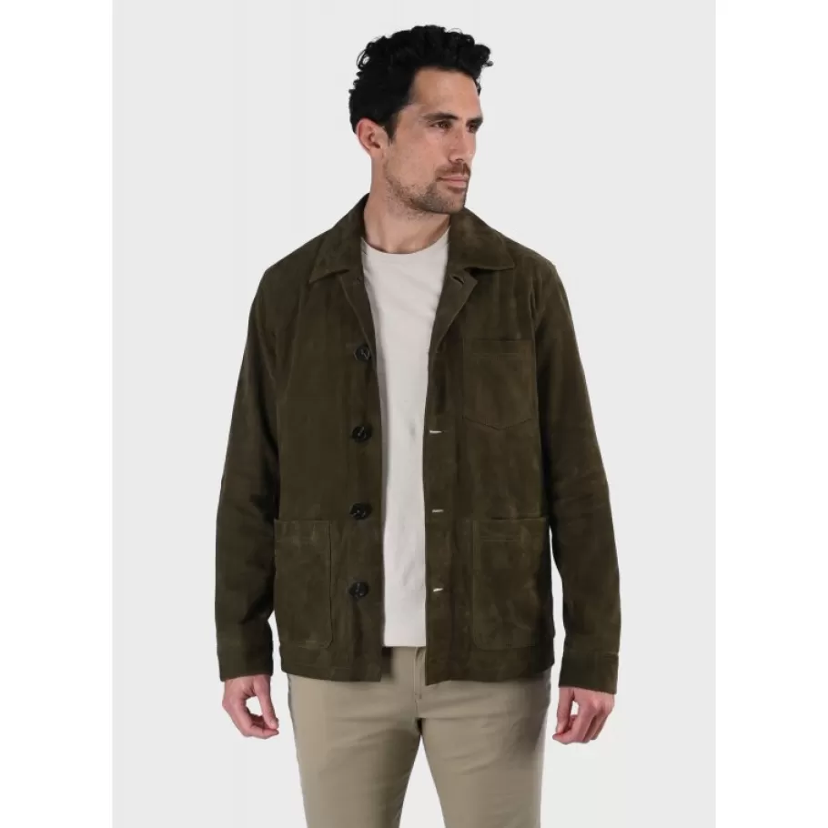 riccardo_vert_fonce__veste_col_chemise_en_cuir_veritable_de_chevre_velours_2.webp OAKWOOD Riccardo Vert Fonce - Veste Col Chemise En Cuir Veritable De Chevre Velours Best