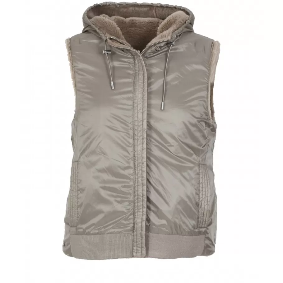 OAKWOOD Smiley Taupe - Gilet Sans Manche En Fausse Fourrure 100% Laine / Nylon Hot