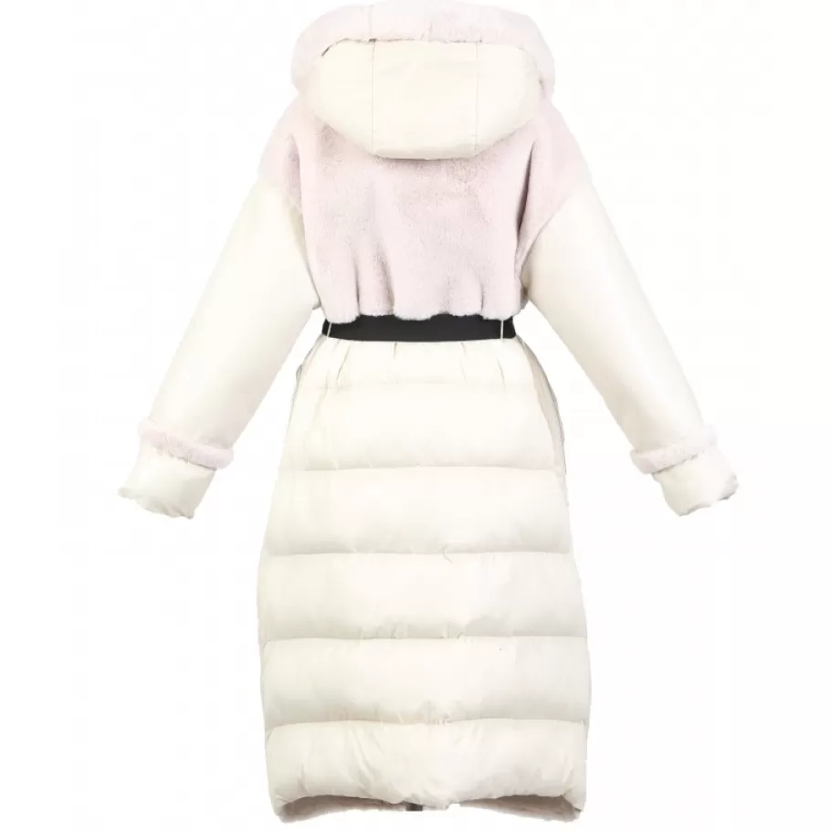 OAKWOOD Sofia Coquille - Manteau Long Tri-Matiere Fausse Fourrure / Similicuir / Nylon Doudoune Outlet