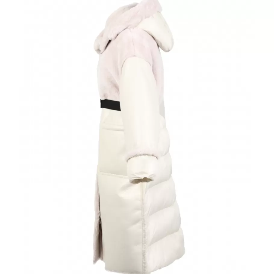 OAKWOOD Sofia Coquille - Manteau Long Tri-Matiere Fausse Fourrure / Similicuir / Nylon Doudoune Outlet