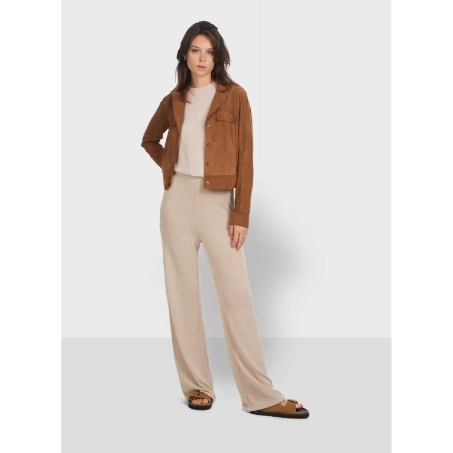 OAKWOOD Taste Tobacco - Veste Courte En Cuir Veritable De Chevre Velours Fashion