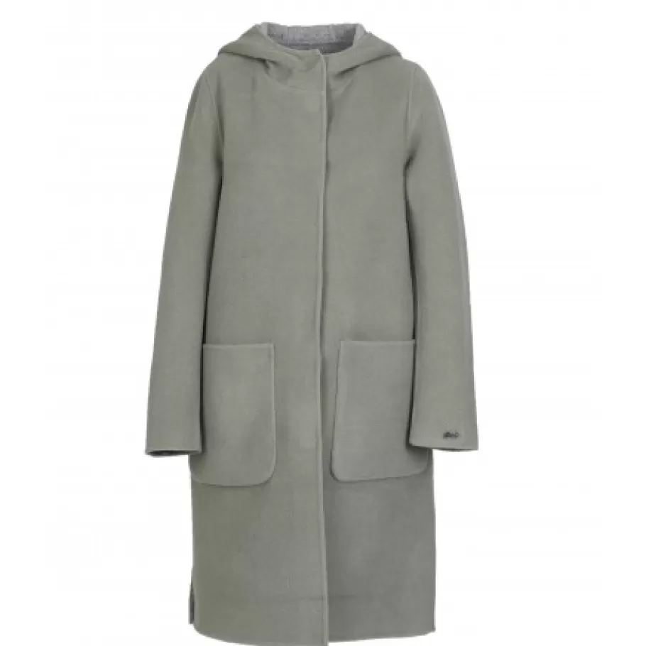 OAKWOOD University Bi Amande/Gris Clair - Manteau A Capuche Long En Laine Discount