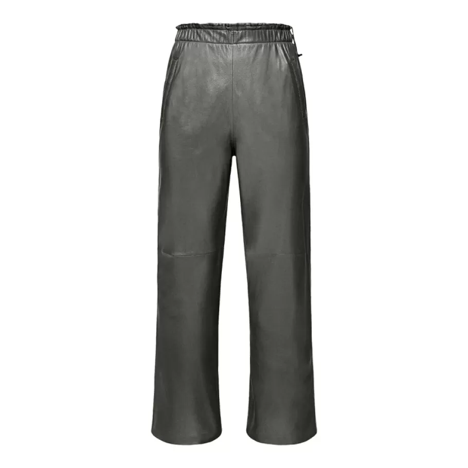 OAKWOOD Uranus Kaki Fonce Pantalon Large Cuir Veritable Sale