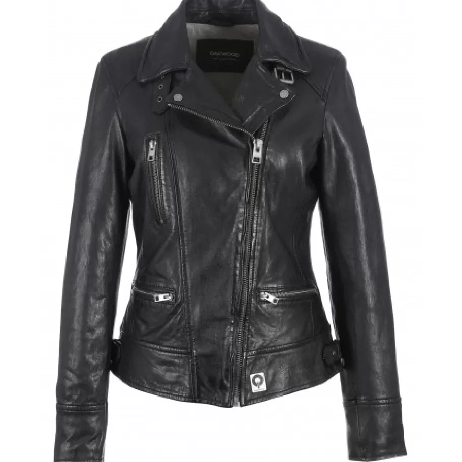 OAKWOOD Video Noir - Blouson En Cuir Veritable Effet Lave Fashion